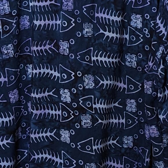 Mad Gringo Island Camp Shirt Fishbone Rayon Wood Button Batik Retro 3X - Picture 7 of 7